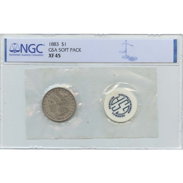 1883 Morgan Dollar GSA SOFT PACK S$1 NGC XF45